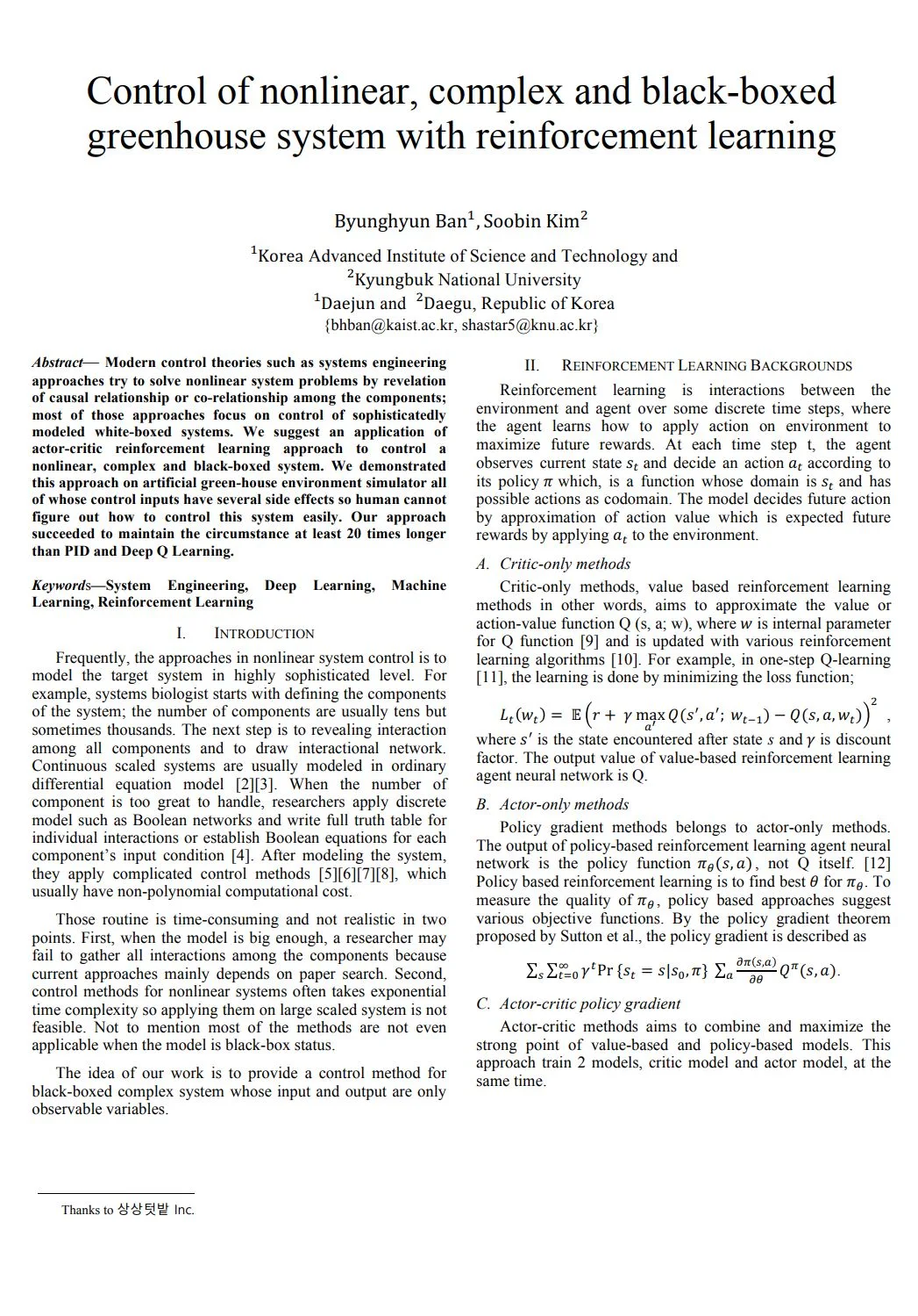 Control of nonlinear, complex and black-boxed greenhouse system
                                with reinforcement
                                learning