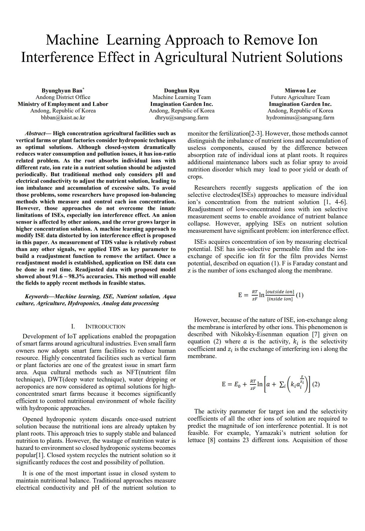 Machine Learning Approach to Remove Ion Interference Effect in
                                Agricultural Nutrient
                                Solutions
