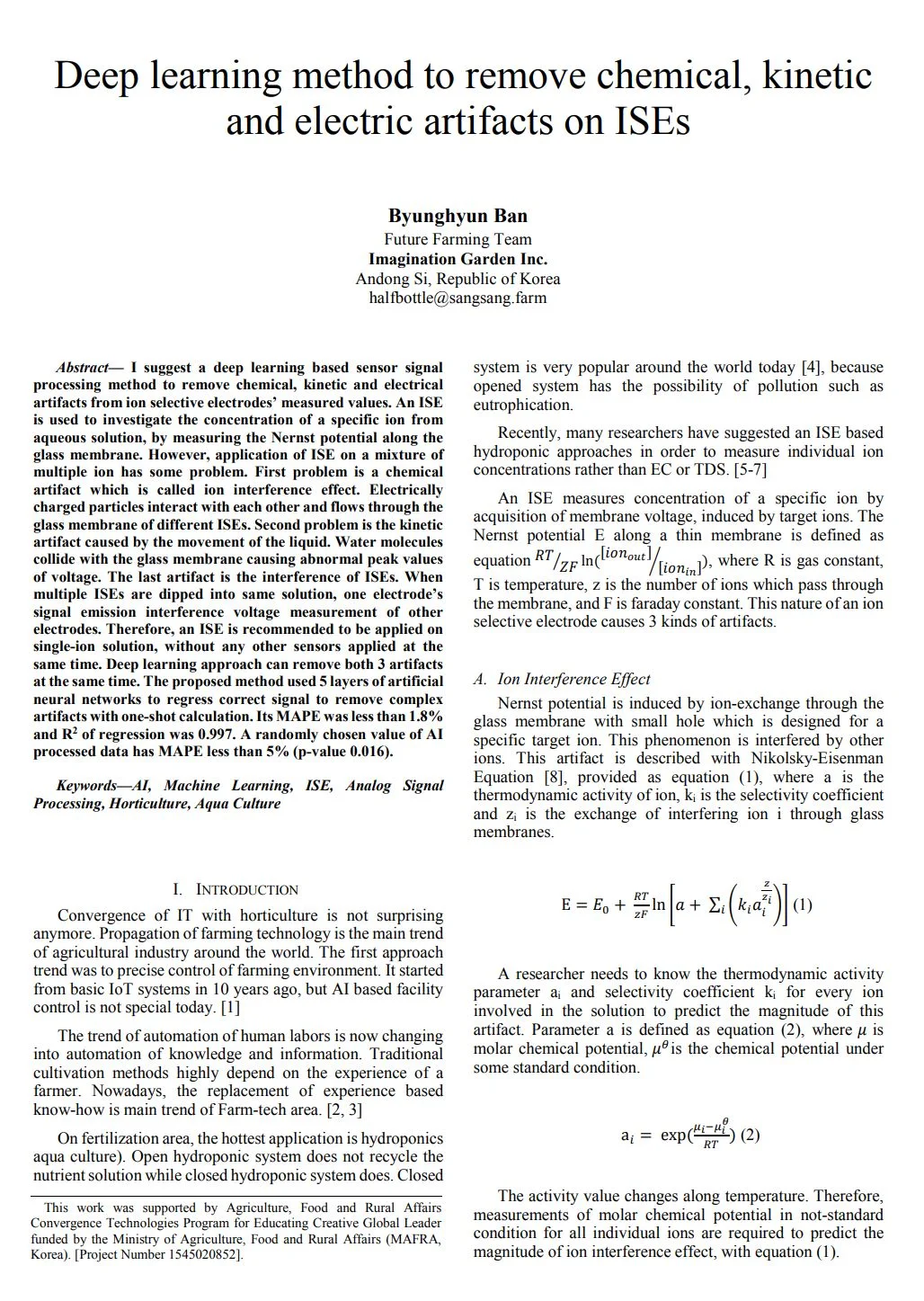 Deep learning method to remove chemical, kinetic and electric
                                artifacts on ISEs